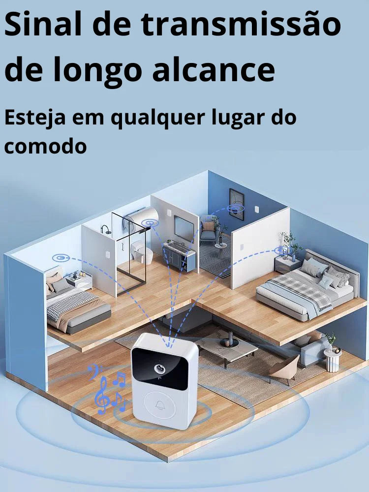 Campainha  Inteligente Com Câmera Sem Fio Wi-Fi HD Recarregável