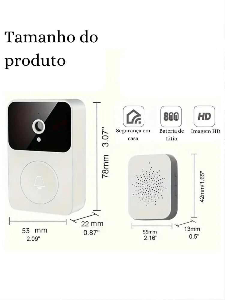 Campainha  Inteligente Com Câmera Sem Fio Wi-Fi HD Recarregável