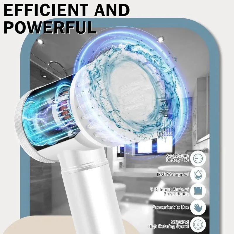 Escova elétrica de limpeza doméstica recarregável