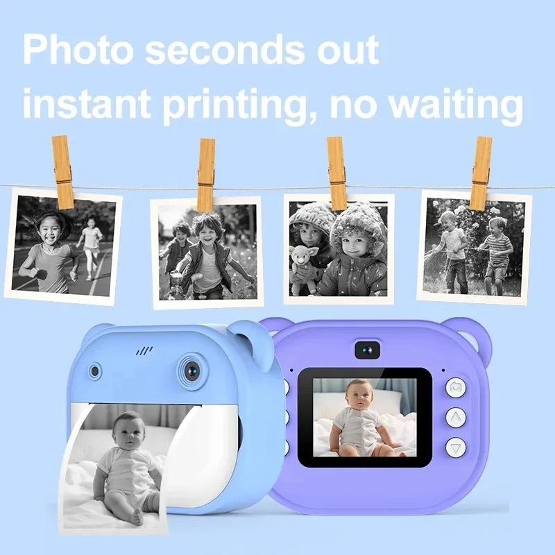 Câmera de impressão fotográfica instantânea + Cartão de memória 32G